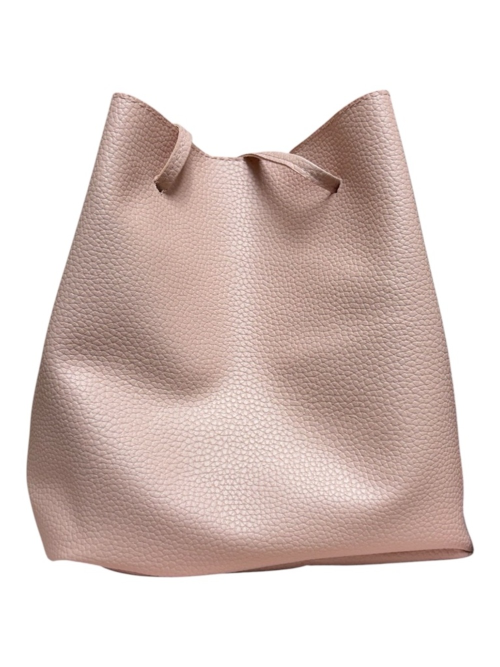 Minimalist Pink Pebbled Vegan Leather Tote Bag